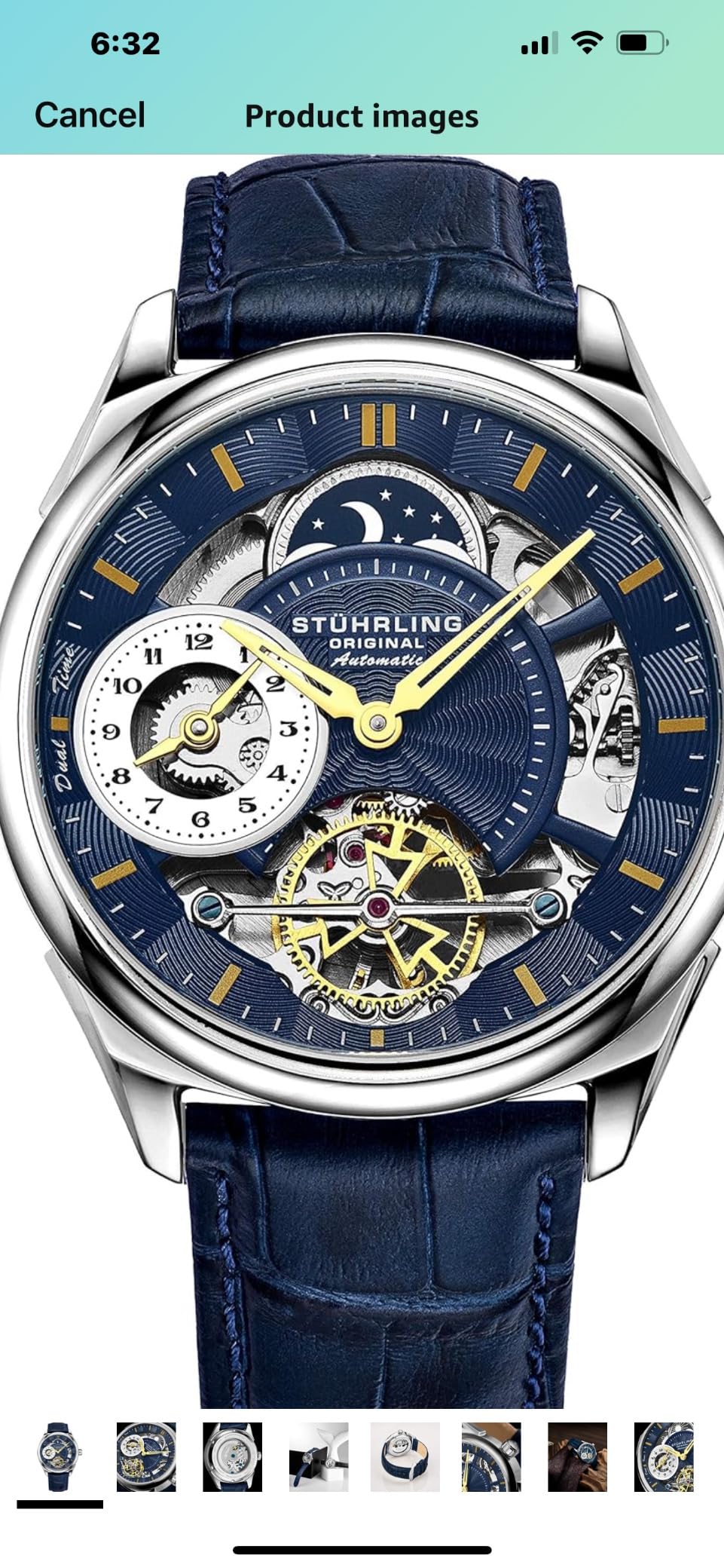 Stuhrling Mens Automatic Dress Watch Stainless Steel with Automatic Skeleton with Duel Time AM/PM Indicator customer photo 1