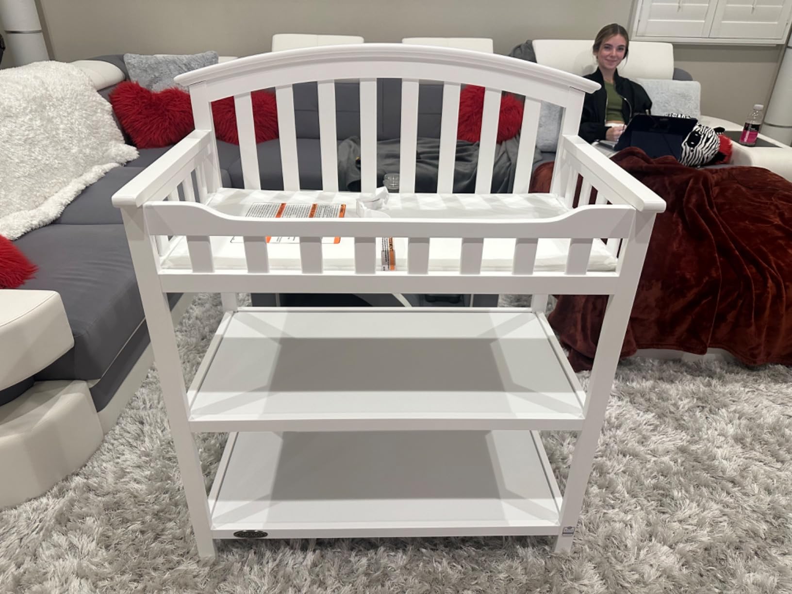 Graco Changing Table with Water-Resistant Changing Pad (White) - GREENGUARD Gold Certified, Multi Storage Nursery Changing Table for Infants and Babies customer photo 2