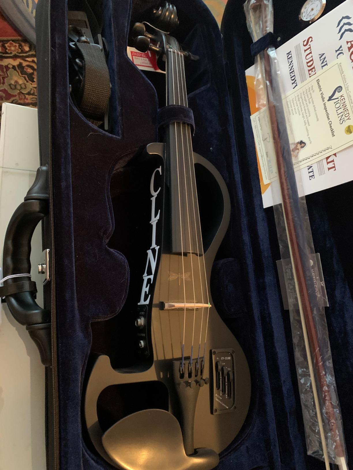 Electric Violin Bunnel Edge Outfit 4/4 Full Size (Clear) (BLUE) - With Carrying Case and Accessories Included - Headphone Jack - Piezo Ceramic Pick-up from Kennedy Violins customer photo 1