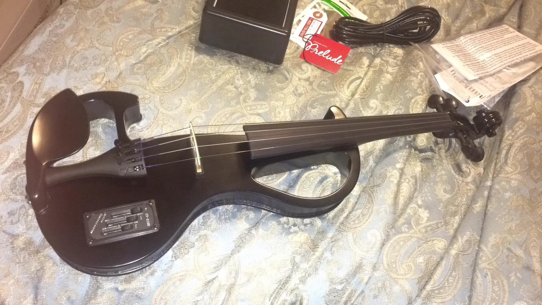 Electric Violin Bunnel Edge Outfit 4/4 Full Size (Clear) (BLUE) - With Carrying Case and Accessories Included - Headphone Jack - Piezo Ceramic Pick-up from Kennedy Violins customer photo 2