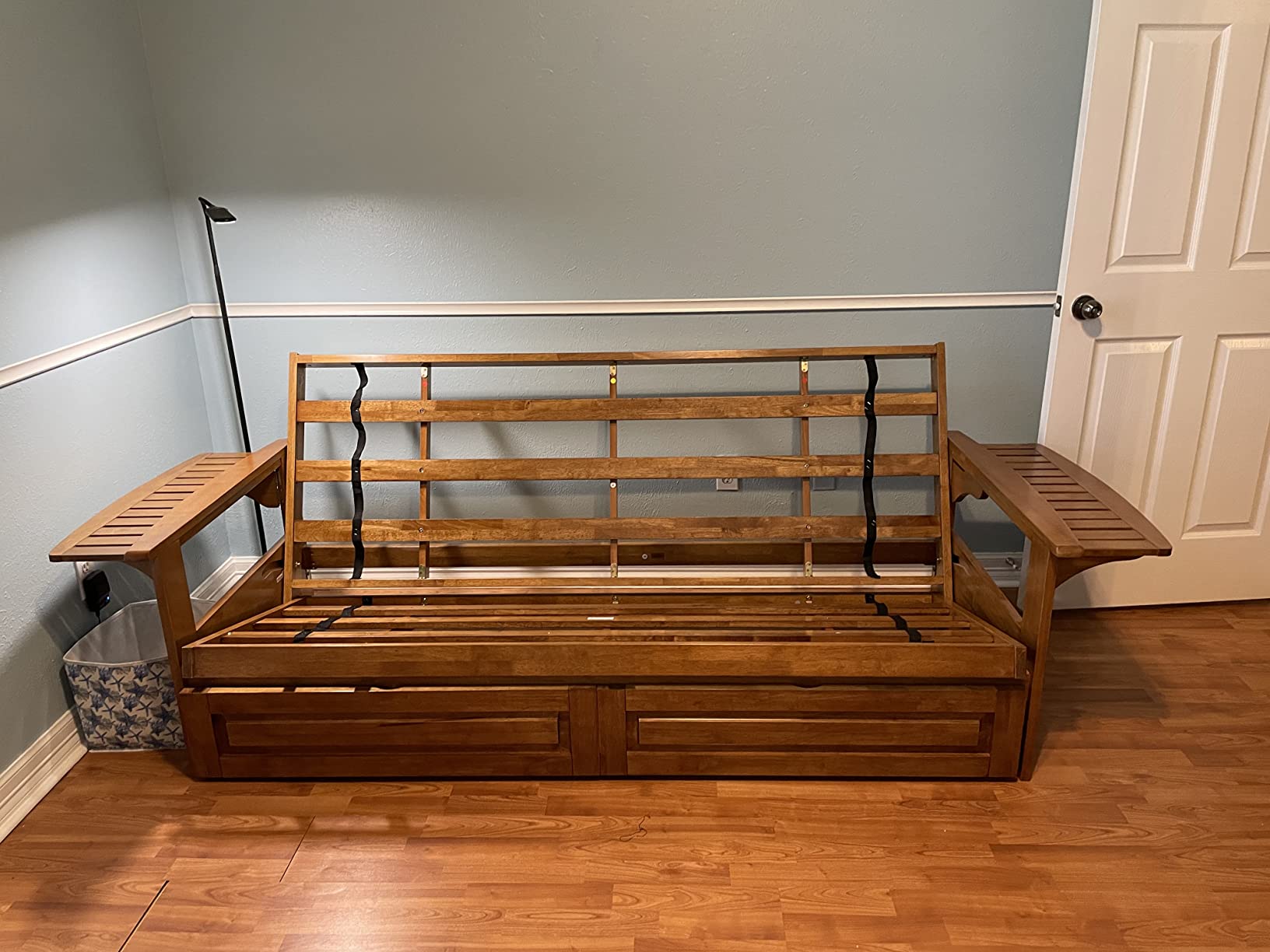 Brentwood Tray Arm Full Size Wood Futon Frame and Storage Drawers - Heritage Finish customer photo 1