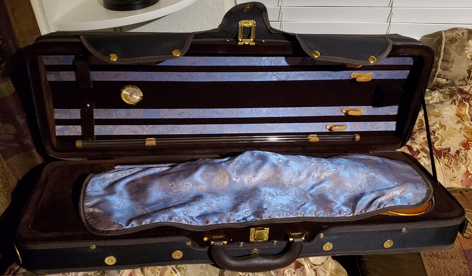 PTVNQF28 4/4 Full Size Professional Oblong Shape Lightweight Violin Hard Case, Black/Brown customer photo 2