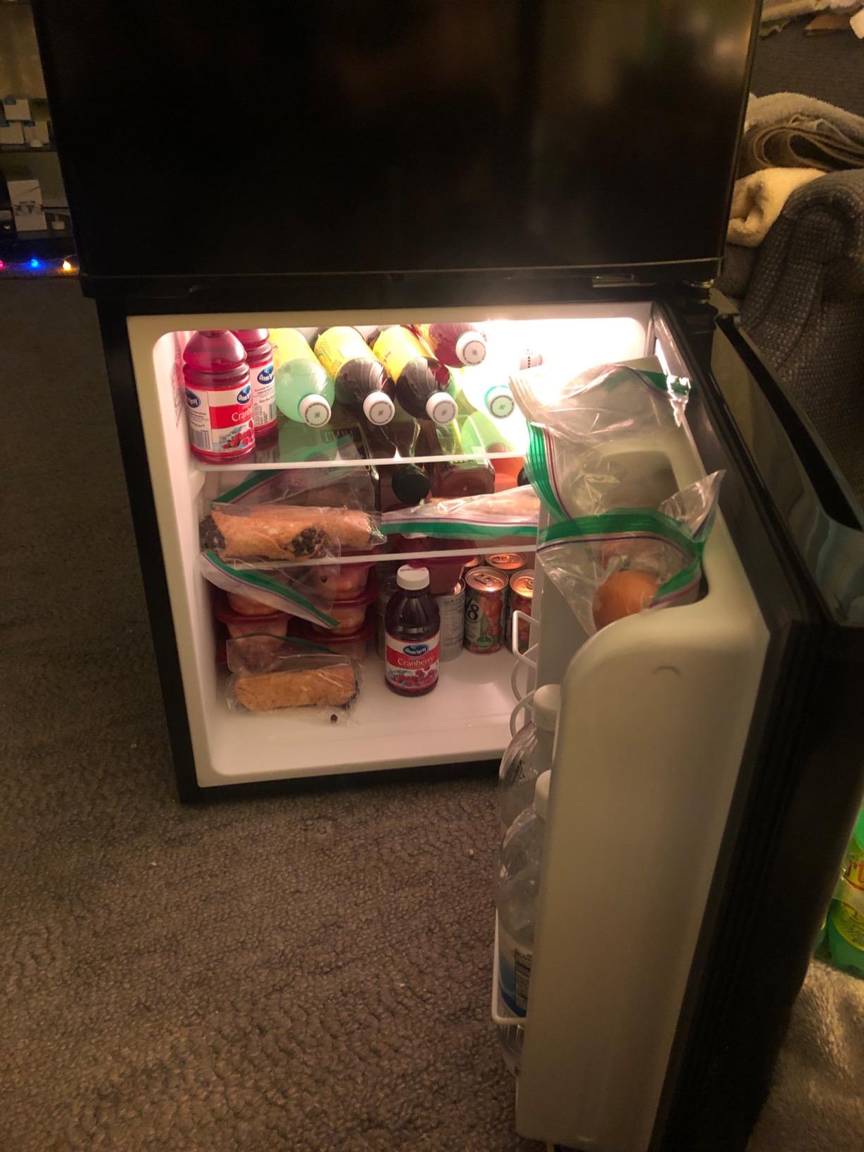 GE Double-Door Mini Fridge, Freestanding Compact Refrigerator with Freezer, 3.1 Cu Ft, Black, GDE03GGKBB customer photo 2
