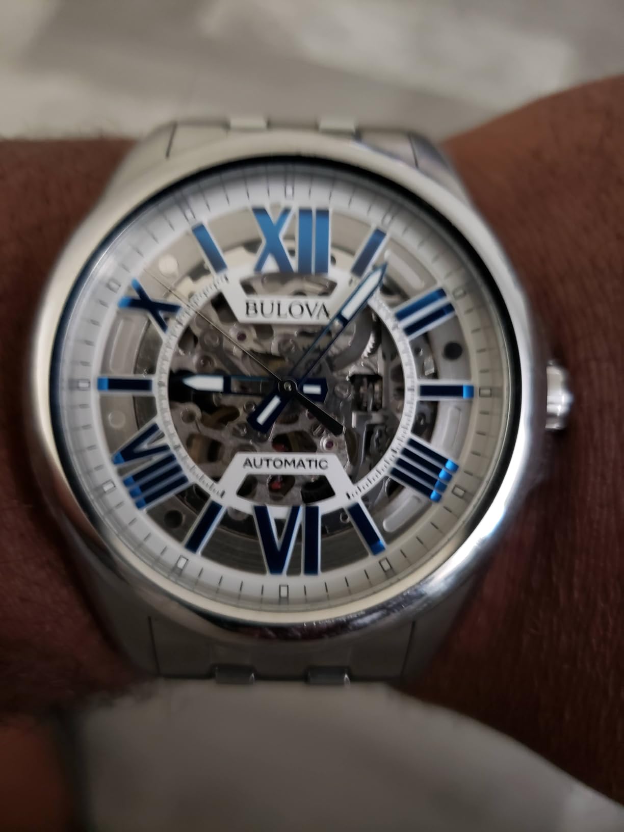 Bulova Men's Classic Sutton 3-Hand 21-Jewel Automatic Watch, 42 Hour Power Reserve, Skeleton Dial, Luminous Hands, 100M Water Resistant, 43mm customer photo 1