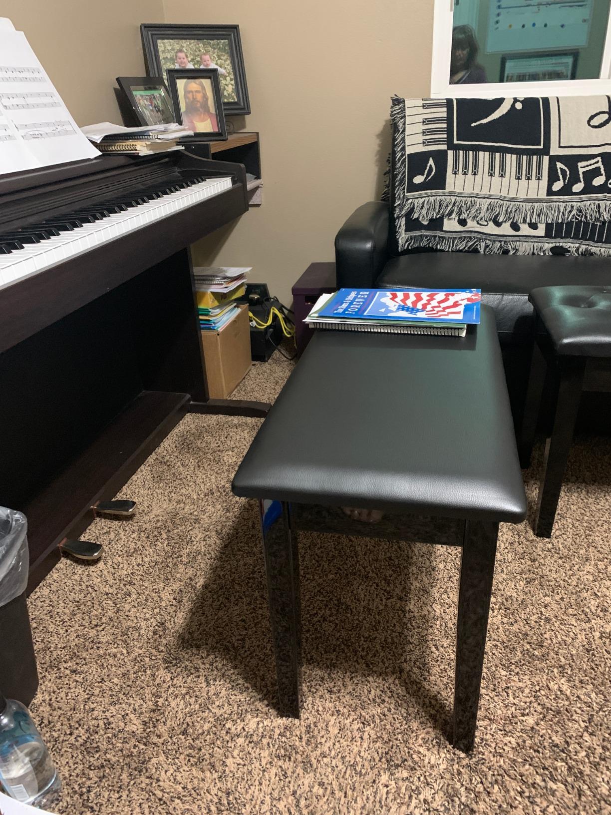 Neewer Wooden Duet Piano Bench with Padded Leather Cushion and Built-in Flip-Top Seat Extra Storage Compartment for Music Books and Other Accessories, Black customer photo 1
