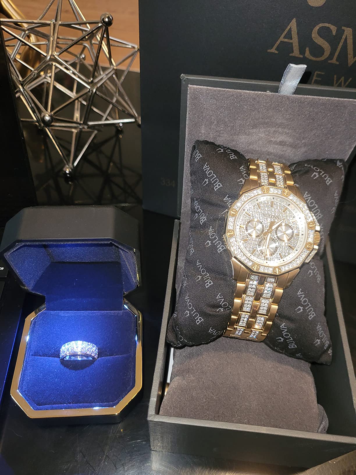 Bulova Men's Crystal Octava Chronograph Quartz Watch, Pave Crystal Dial customer photo 2