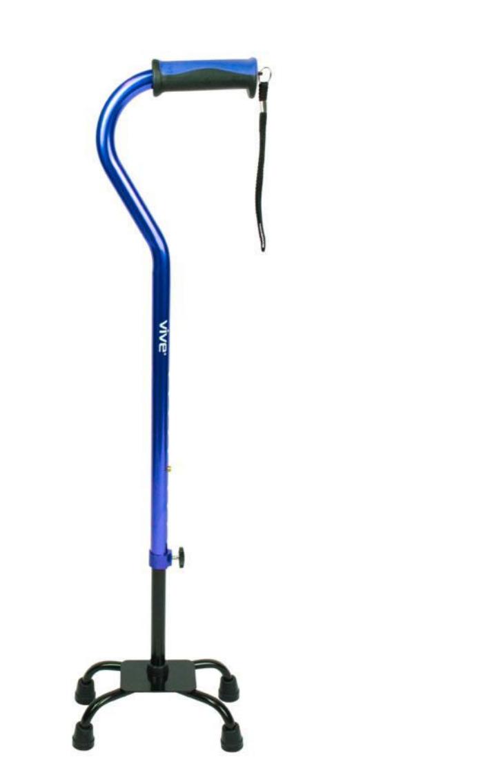 Vive Quad Cane - Walking Stick for Men and Women - Lightweight Adjustable | Staff - Comfortable Right and Left Hand Grip for Stability Support - Four Prong Sturdy Aluminum Travel Aid - 4 Tip Black customer photo 1