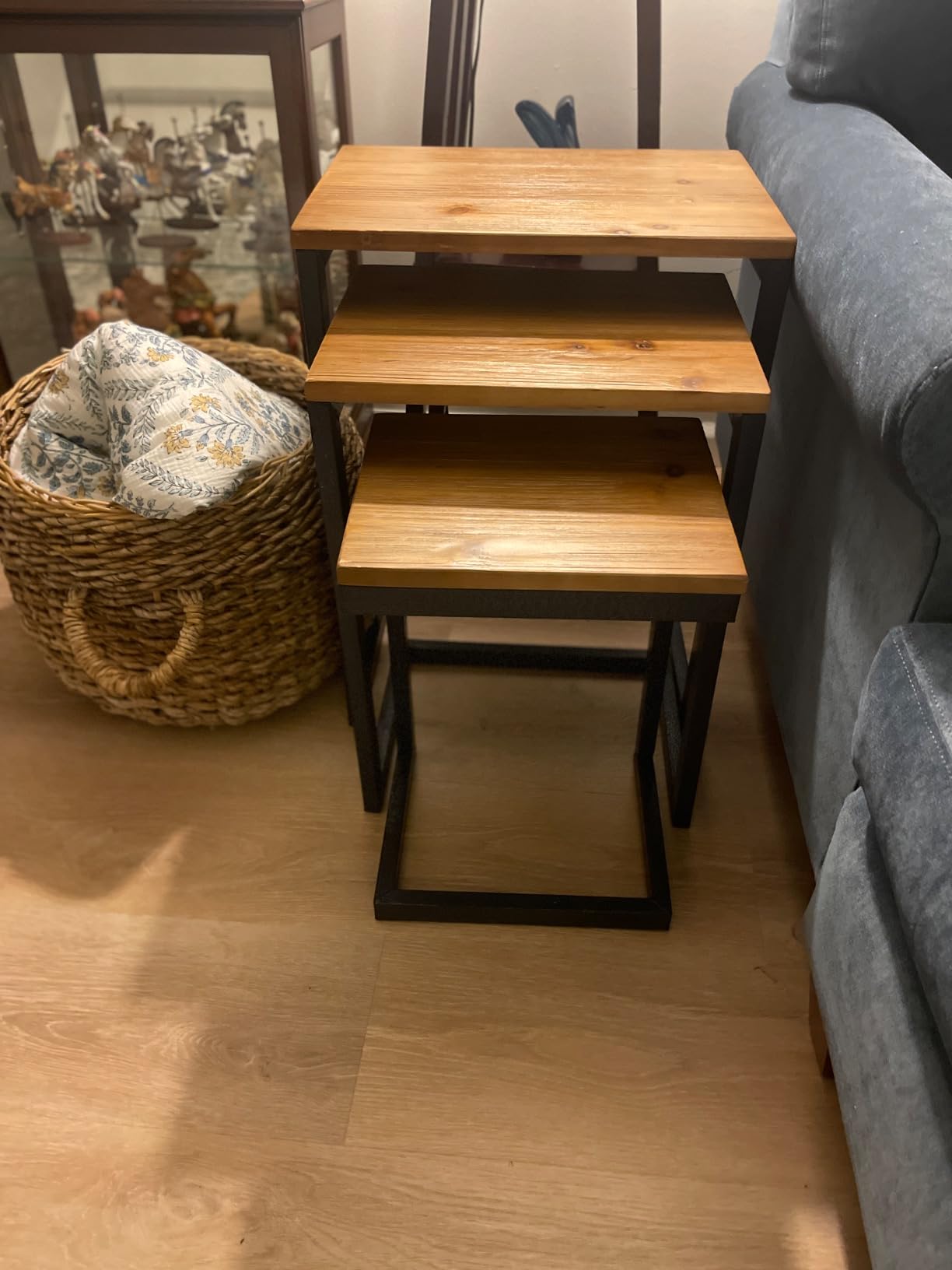 Savannah Fir Wood and Iron Nesting Side Tables (Set of 3) customer photo 1