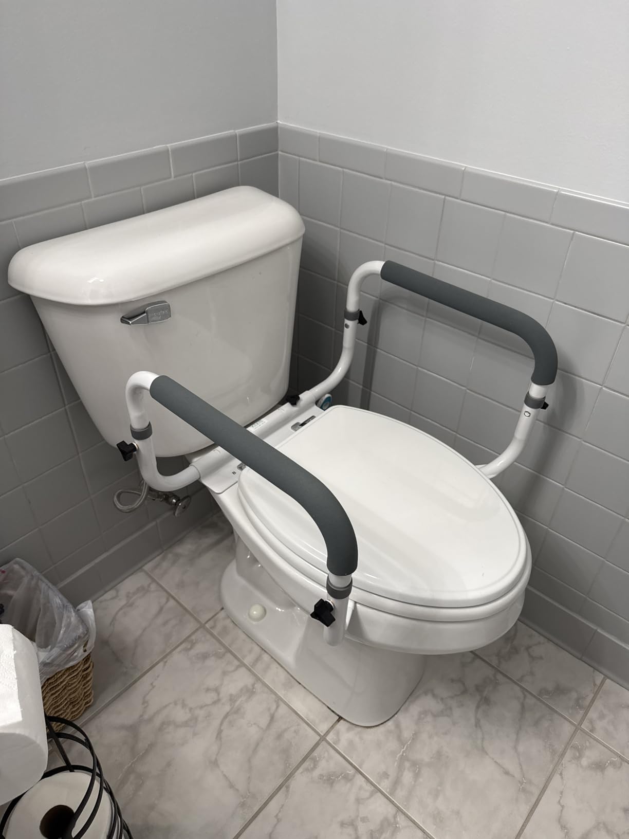 Vive Toilet Safety Rail - Adjustable Grab Bar - Compact Support Frame with Handrail for Bathroom Toilet Seat - Easy Installation for Handicap Senior Bariatrics, Elderly Balance - Padded Hand Armrest customer photo 1