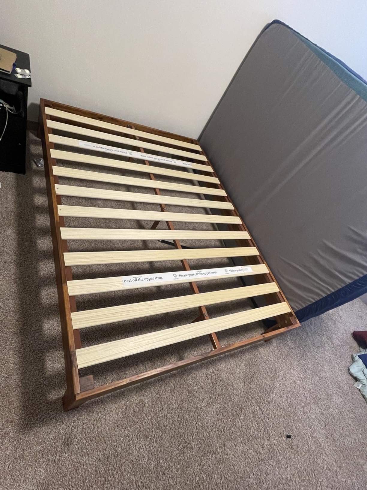 Zinus 12 Inch Deluxe Wood Platform Bed / No Boxspring Needed / Wood Slat Support / Rustic Pine Finish, Queen customer photo 1