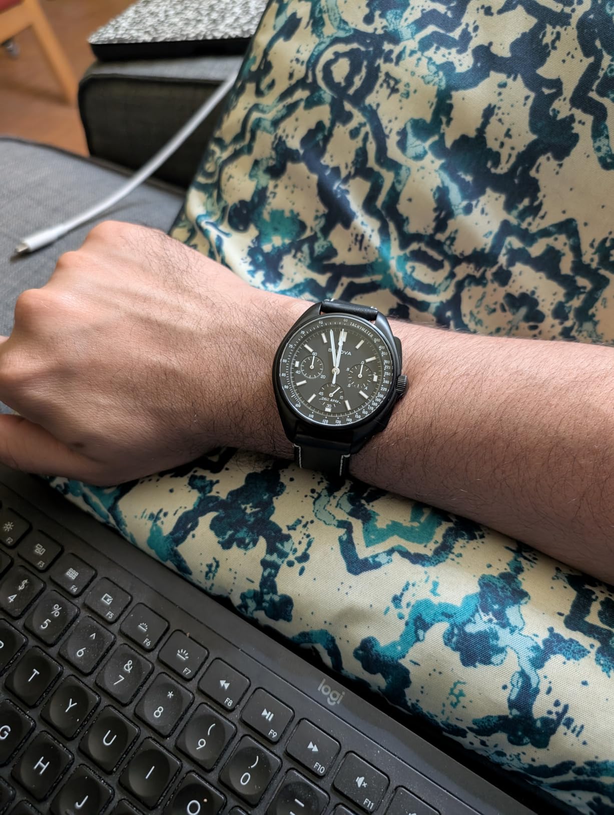 Bulova Men's Archive Series Lunar Pilot 6-Hand Chronograph Precisionist Black Ion-Plated Stainless Steel, Black NATO Strap and Sapphire Crystal Style: 98A186 customer photo 1