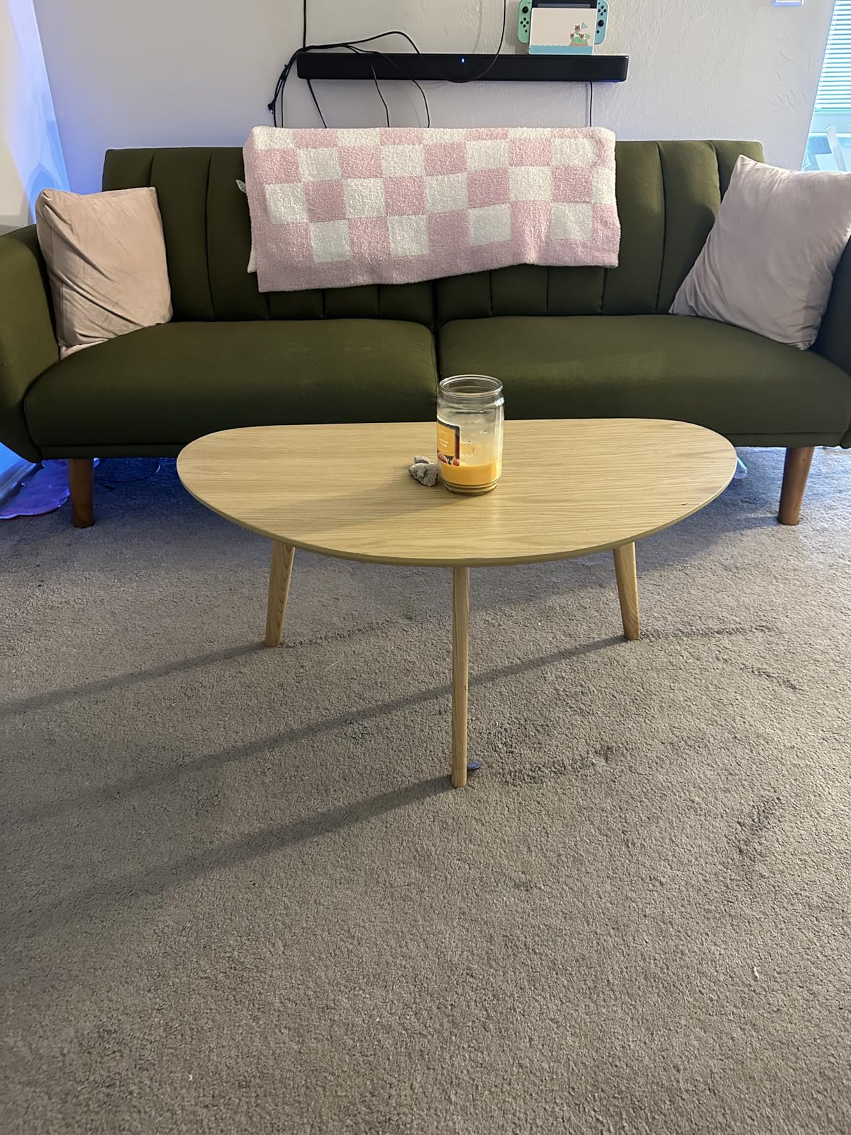 Novogratz Brittany 82 Inch Futon Sofa Bed in Faux Leather, Upholstered Couch Sleeper with Tufted Back, Mid-Century Modern Design, Green customer photo 1