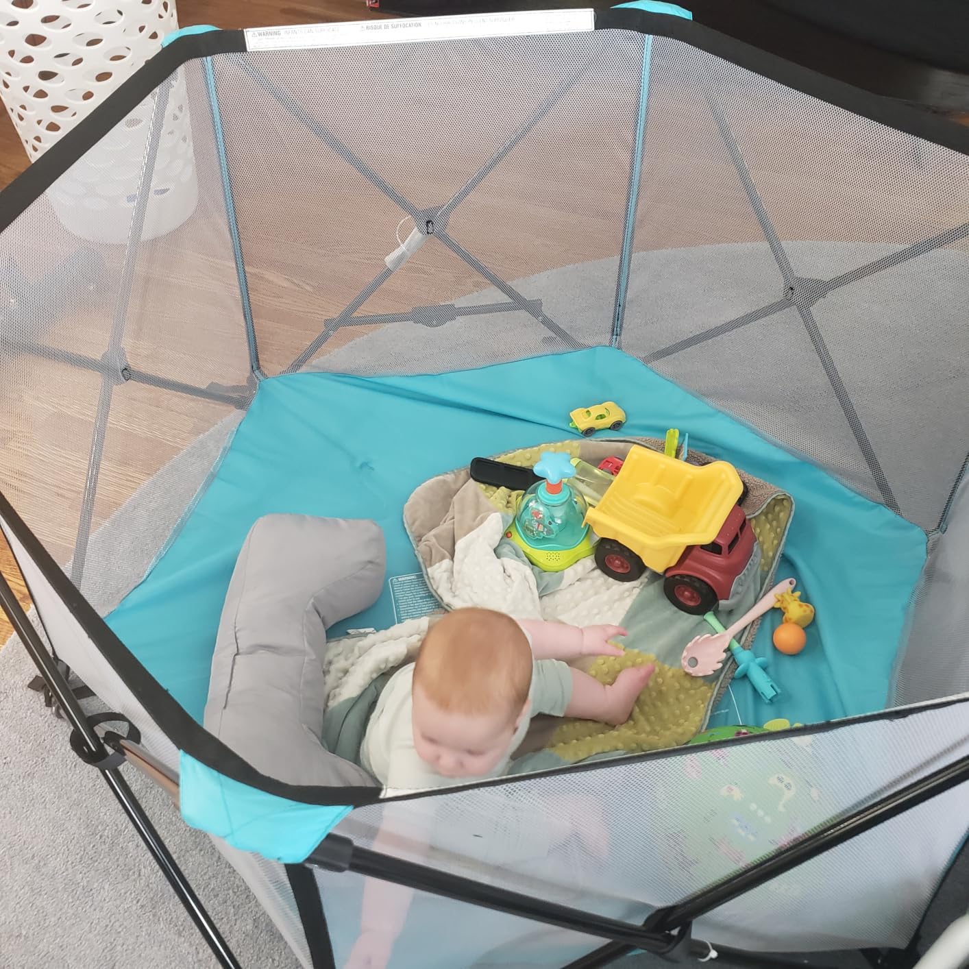 Regalo Safety My Play Portable Baby Playpen & Play Yard, Foldable 6-Panel Indoor Outdoor Playpen for Babies & Toddlers, Mesh Sides, Washable Fabric, 48 Inches, Aqua/Black customer photo 1