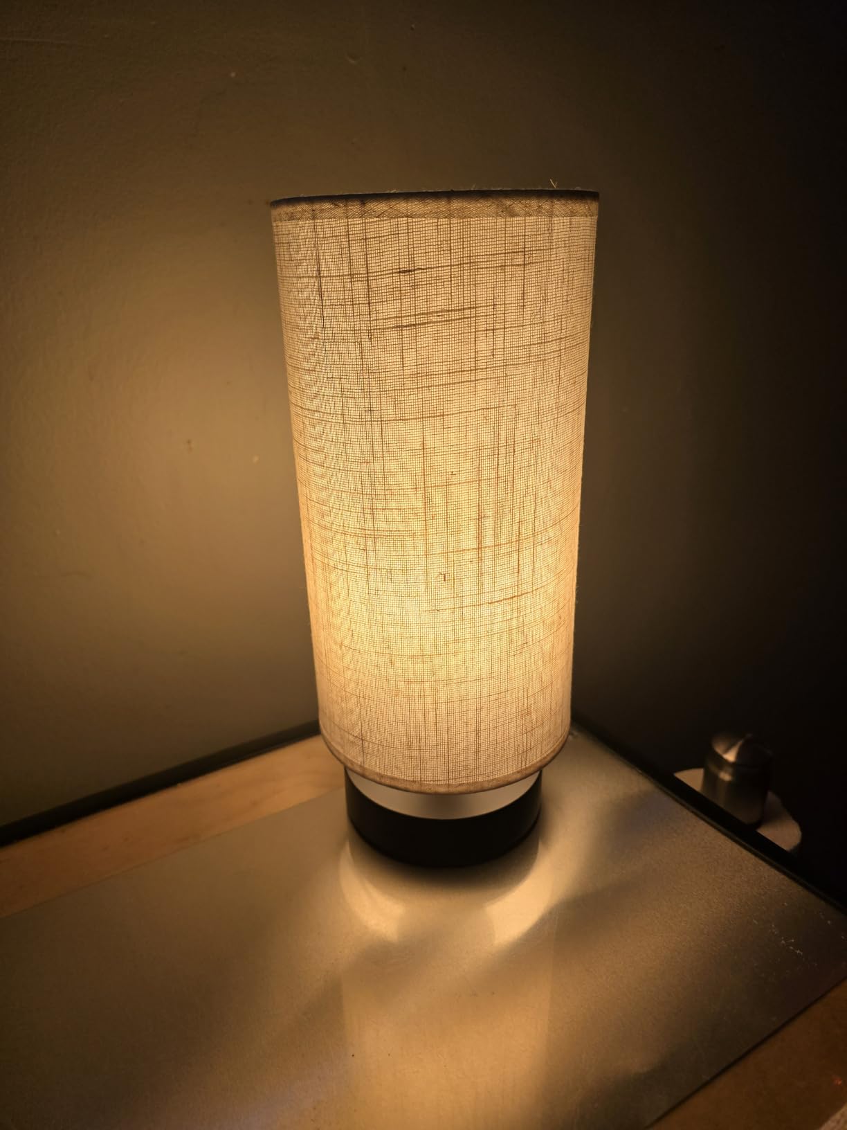 lifeholder Table Lamp, Bedside Nightstand Lamp, Simple Desk Lamp, Fabric Wooden Table Lamp for Bedroom Living Room Office Study, Cylinder Black Base customer photo 1