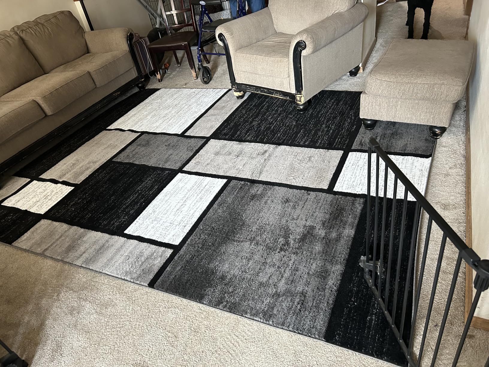 Rugshop Modern Geometric Gray Area Rug, Carpet with Jute Backing for Living Room, Large Bedroom, or Open Spaces, 9' x 12' customer photo 1