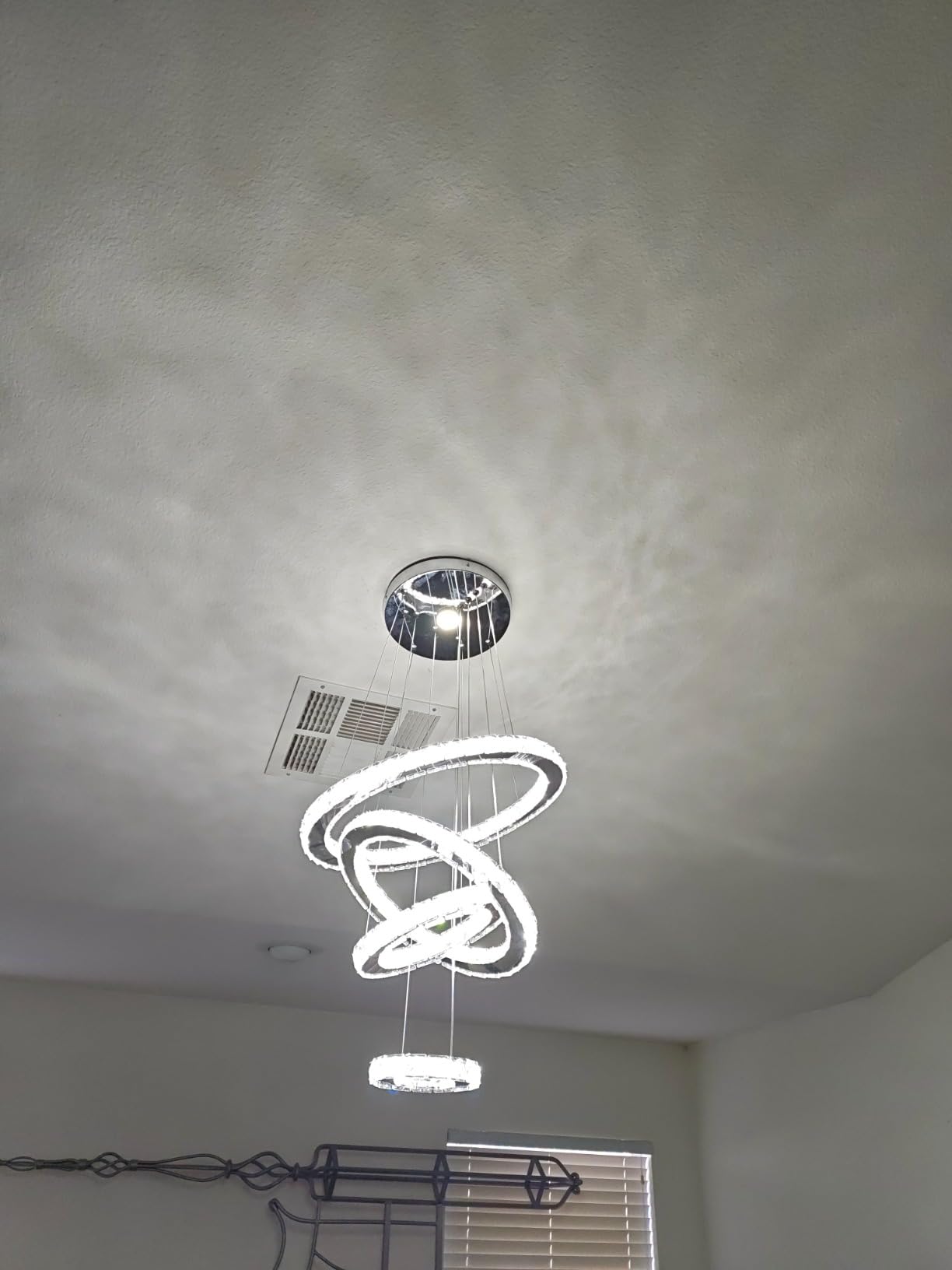 Crystal Chandeliers Modern LED Rings Pendant Light Adjustable Stainless Steel Ceiling Light Fixture for Living Room Dining Room Bedroom (Cool White) customer photo 2