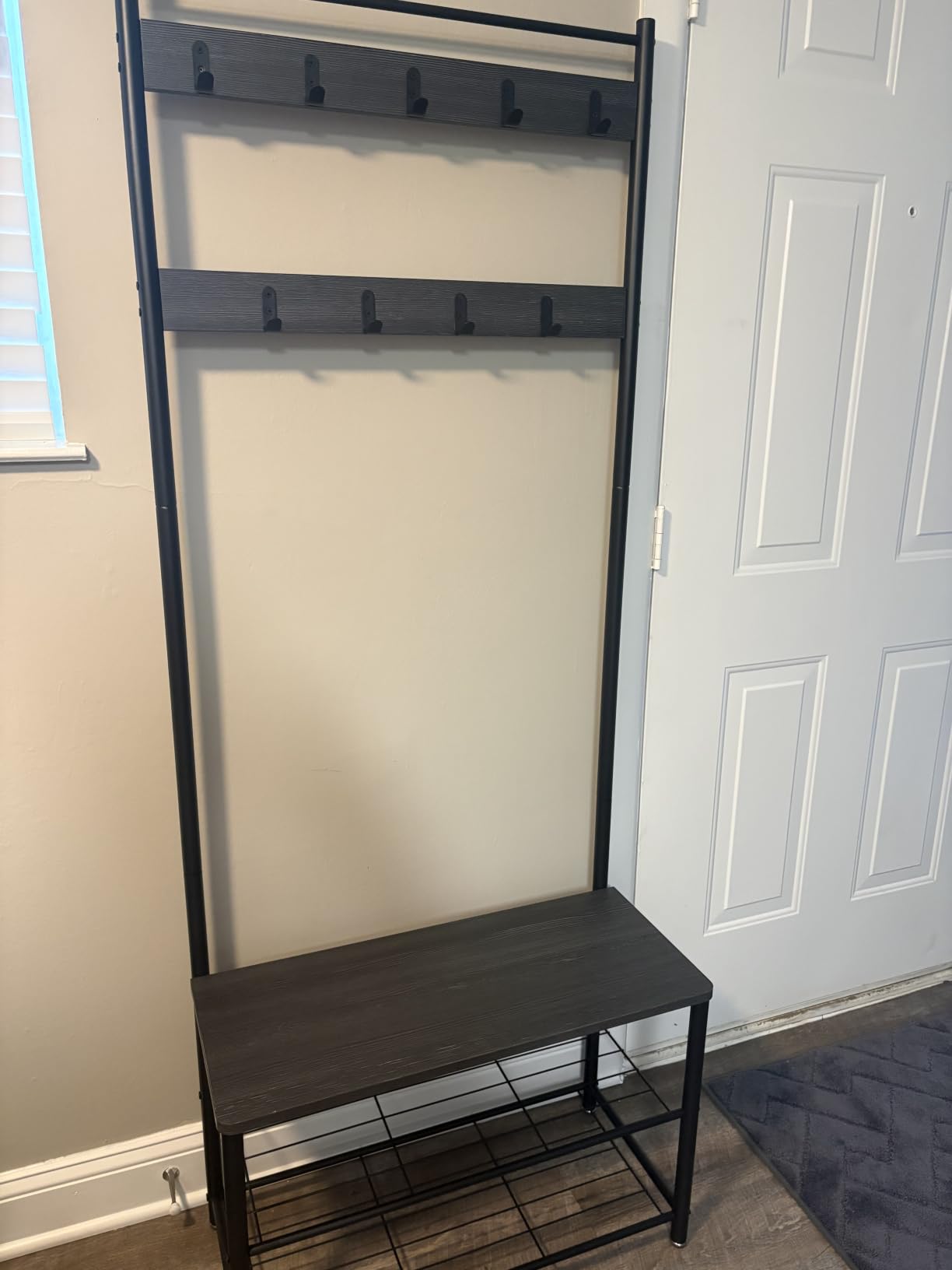 VASAGLE Coat Rack, Hall Tree with Shoe Storage Bench, Entryway Bench with Shoe Storage, 3-in-1, Steel Frame, for Entryway, 12.6 x 27.6 x 68.9 Inches, Industrial, Rustic Brown and Black UHSR41BX customer photo 1