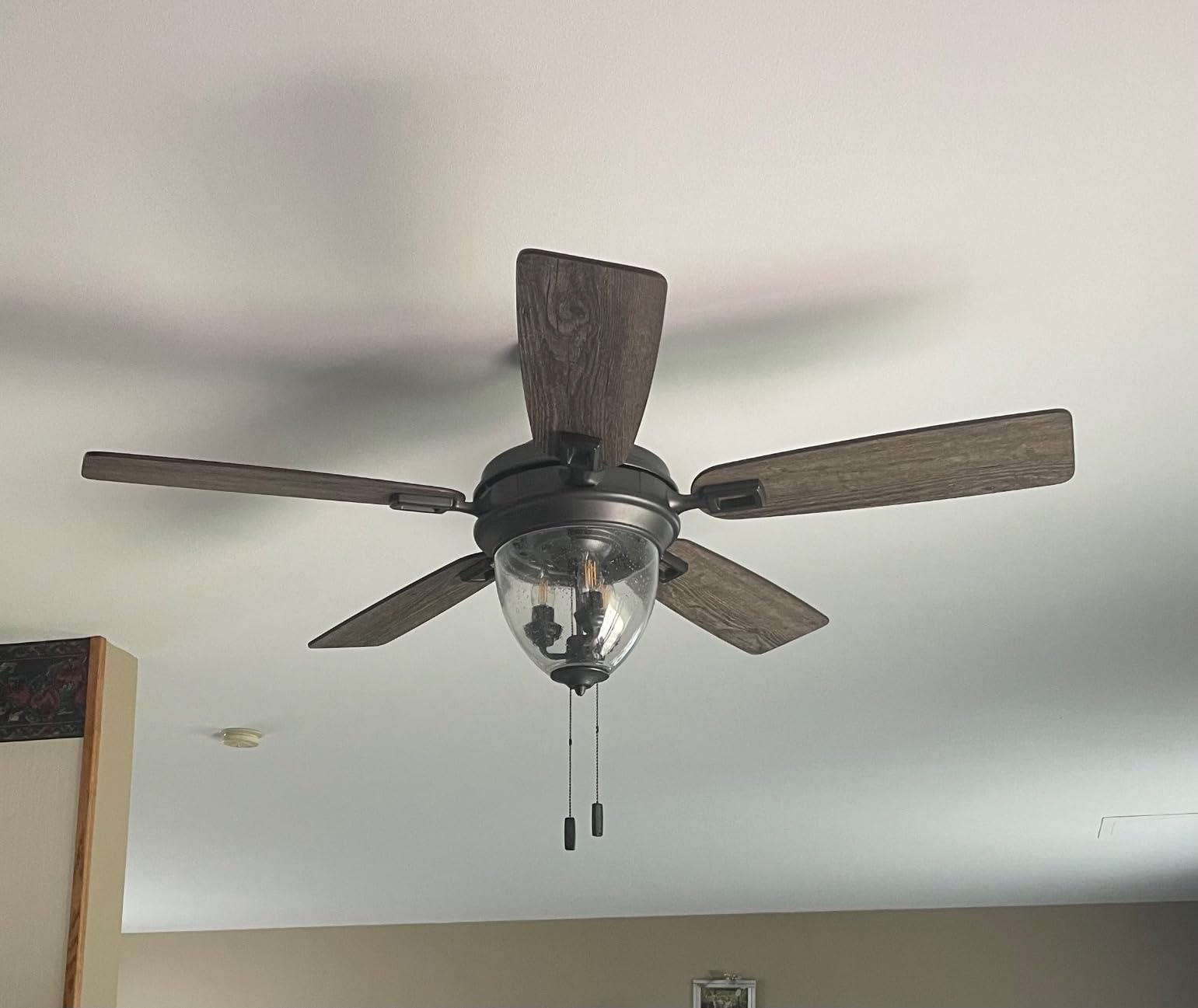 Honeywell Ceiling Fans Glencrest, 52 Inch Indoor Outdoor LED Ceiling Fan with Light, Pull Chain, Dual Mounting Options, ETL Damp Rated, Dual Finish Blades, Reversible Motor - 50615-01 (Bronze) customer photo 2