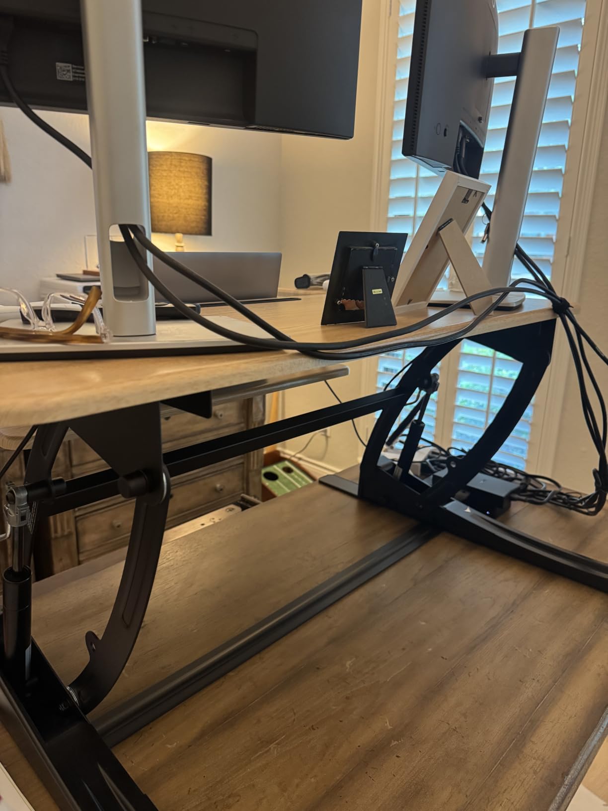 VIVO Black 42 inch Standing Desk Converter, DESK-V000VL | Large, Height Adjustable, Stand Up Desk Riser, Wide Keyboard Tray, Dual Monitor and Laptop Workstation, V Series customer photo 1