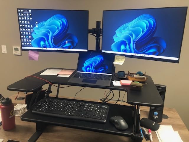 VIVO Black 42 inch Standing Desk Converter, DESK-V000VL | Large, Height Adjustable, Stand Up Desk Riser, Wide Keyboard Tray, Dual Monitor and Laptop Workstation, V Series customer photo 2