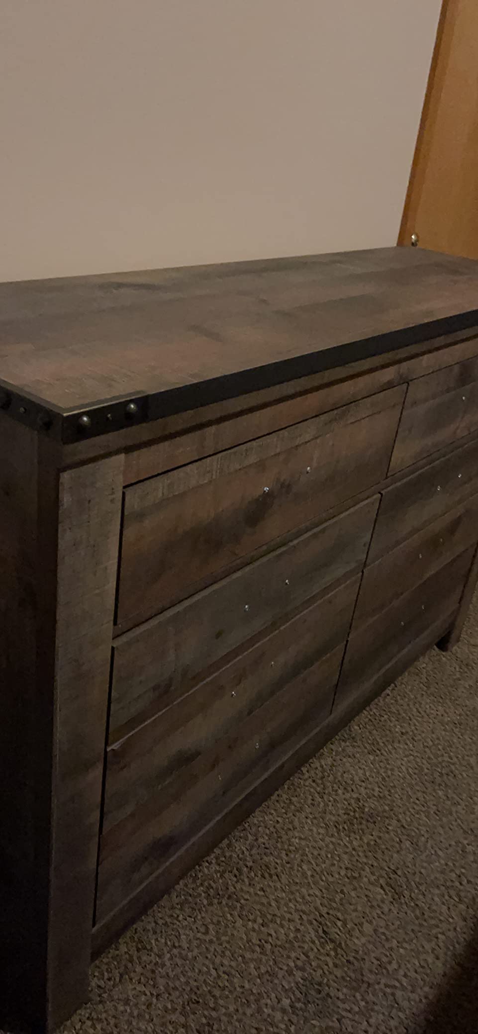 Signature Design by Ashley Wynnlow Wide 6 Drawer Bedroom Dresser, Gray | Durable rustic gray replicated oak, Substantial profile for primary bedroom spaces, Designed to meet ASTM F 2057 standards customer photo 1
