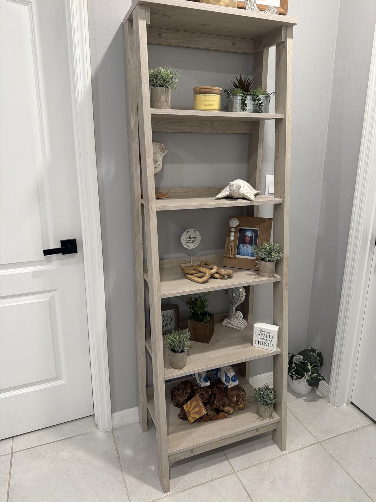 Sauder Trestle 5-Shelf Bookcase/ Book Shelf, Vintage Oak finish customer photo 1