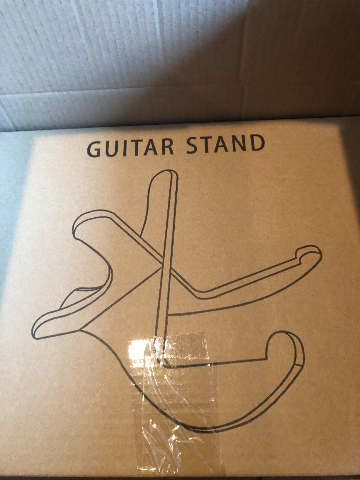 CAHAYA Guitar Stand Wooden Floor Guitar Stand Thicken Plywood X-Frame Style Portable String Instrument Holder with Soft Leather Edges for Acoustic Classical Bass Guitars (Acoustic Guitar Stand) CY0180 customer photo 1