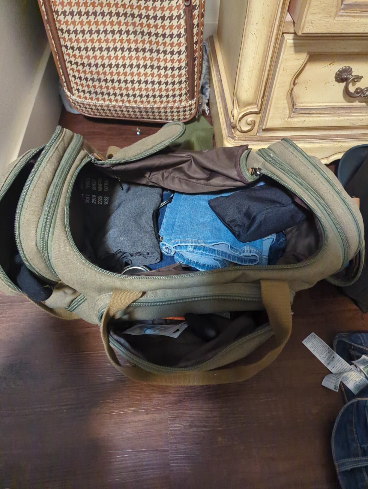 Canvas Duffle Bag, Expandable 60L Travel Overnight Weekender Bag customer photo 1
