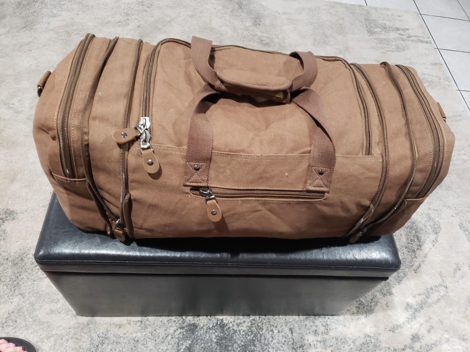 Canvas Duffle Bag, Expandable 60L Travel Overnight Weekender Bag customer photo 2