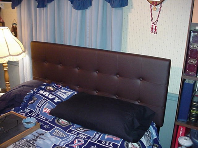 EMMA + OLIVER Button Tufted Upholstered Twin Size Headboard in White Vinyl customer photo 2