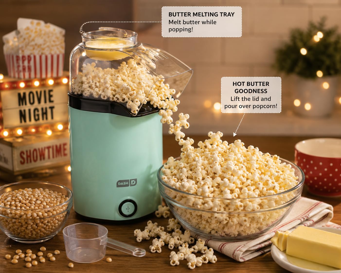DASH Fresh Pop Popcorn Maker - Oil-Free, Air Popcorn Popper - With Measuring Cup & Recipe Guide - Perfect for Movie Nights - 16 Cups, Aqua customer photo 1