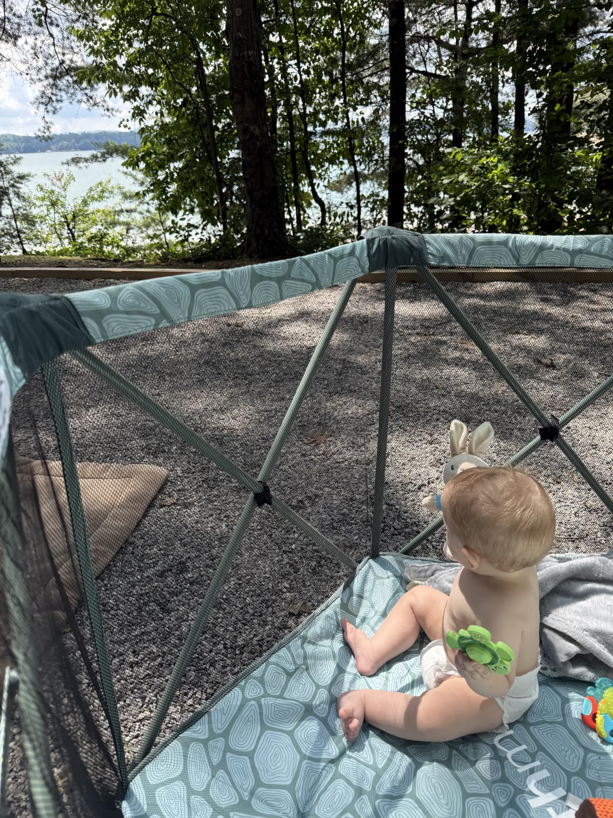 Baby Delight Go With Me Eclipse Mesh Portable Playard | Playpen | Sun Canopy | Indoor and Outdoor | Watercolor Stripe Base customer photo 2
