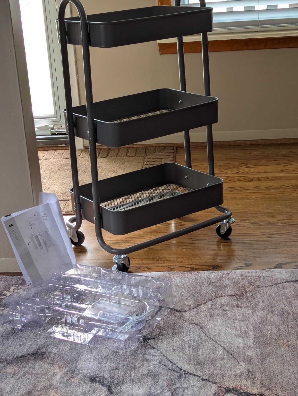 Amazon Basics 3-Tier Metal Rolling Utility Cart, Storage Organizer, Multi-Functional Kitchen Island Cart, Portable Shelving Unit with Caster Wheels, Mint Green customer photo 1