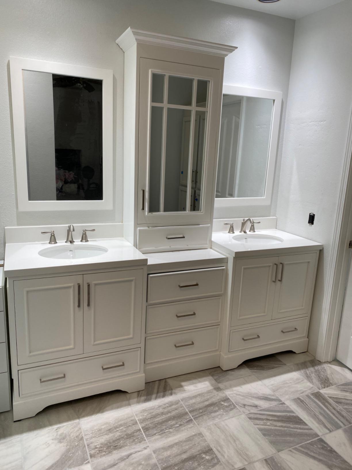 ARIEL Stafford 84-inch Bathroom Vanity with Sink, Solid Wood, 1.5-inch Pure White Quartz Countertop & Backsplash, Double Oval Porcelain Sink, 5 Soft Closing Doors, 6 Dovetail Drawers, White customer photo 2
