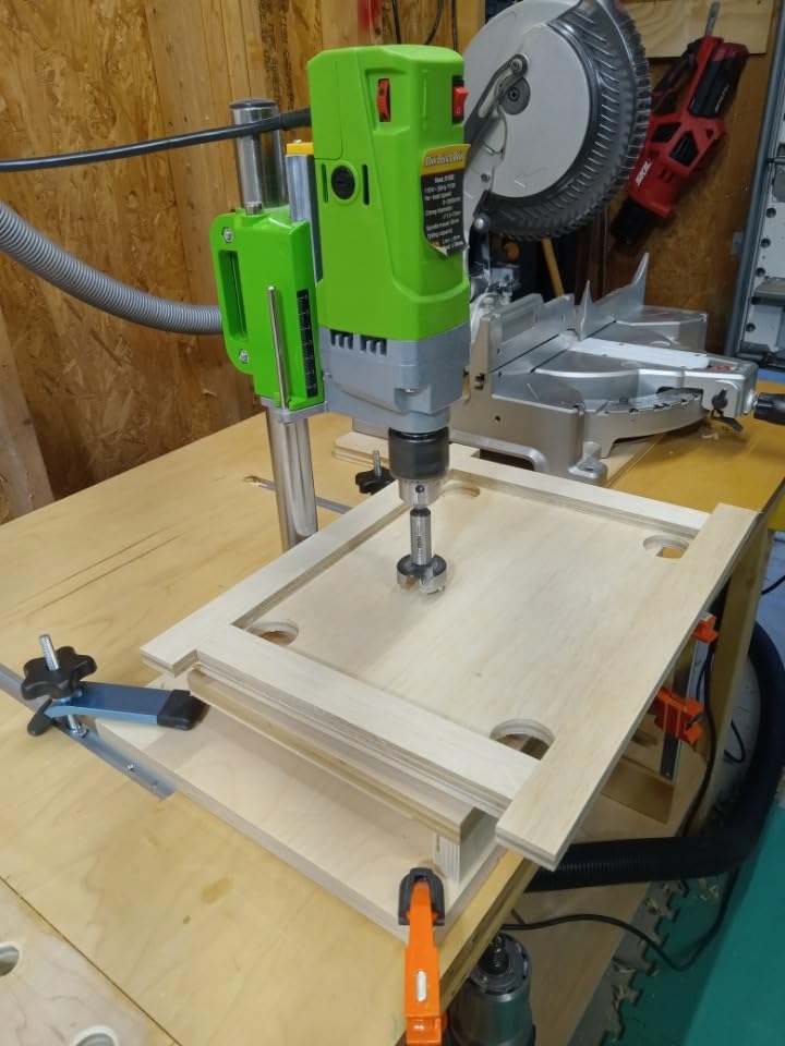 Bench Drill Stand 710W Mini Electric Bench Drilling Machine Drill Chuck 1-13mm, 6-Speed Mini Drill Press Machine with Cast Iron Base, 0-2800RPM, for DIY, Woodworking, Metal, Jewelry Making customer photo 2