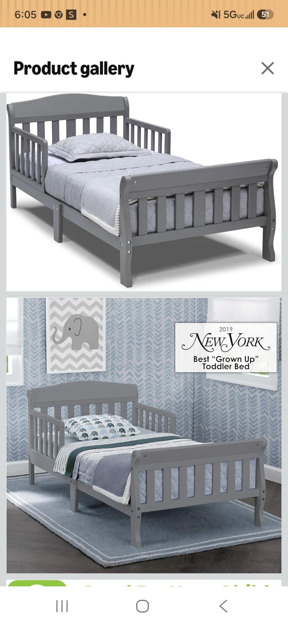 Delta Children Canton Toddler Bed, Greenguard Gold Certified, Grey customer photo 1