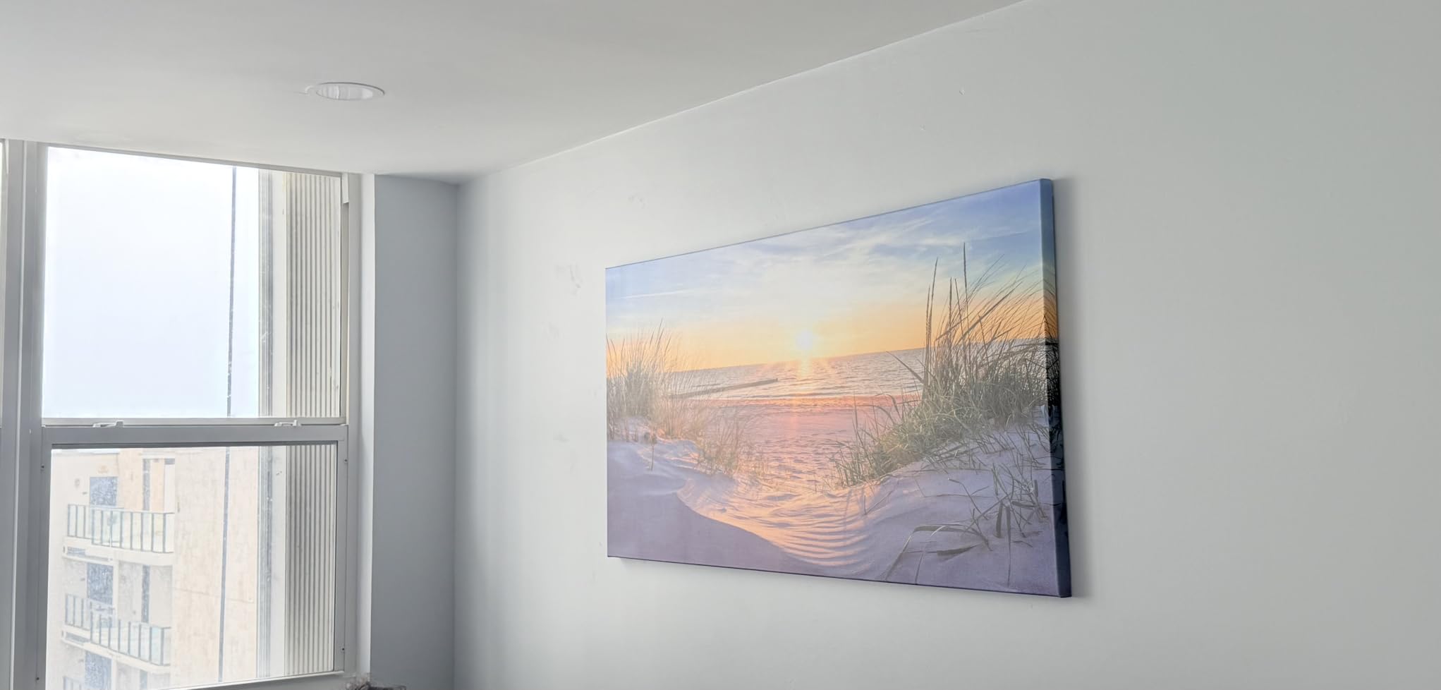 Canvas Wall Art For Living Room Super Large Size Wall Decor For Office Canvas Art Framed Pictures Artwork Blue Sun Beach Grass Ocean Landscape Paintings Bedroom Decor Seascape Draw Home Decorations customer photo 1
