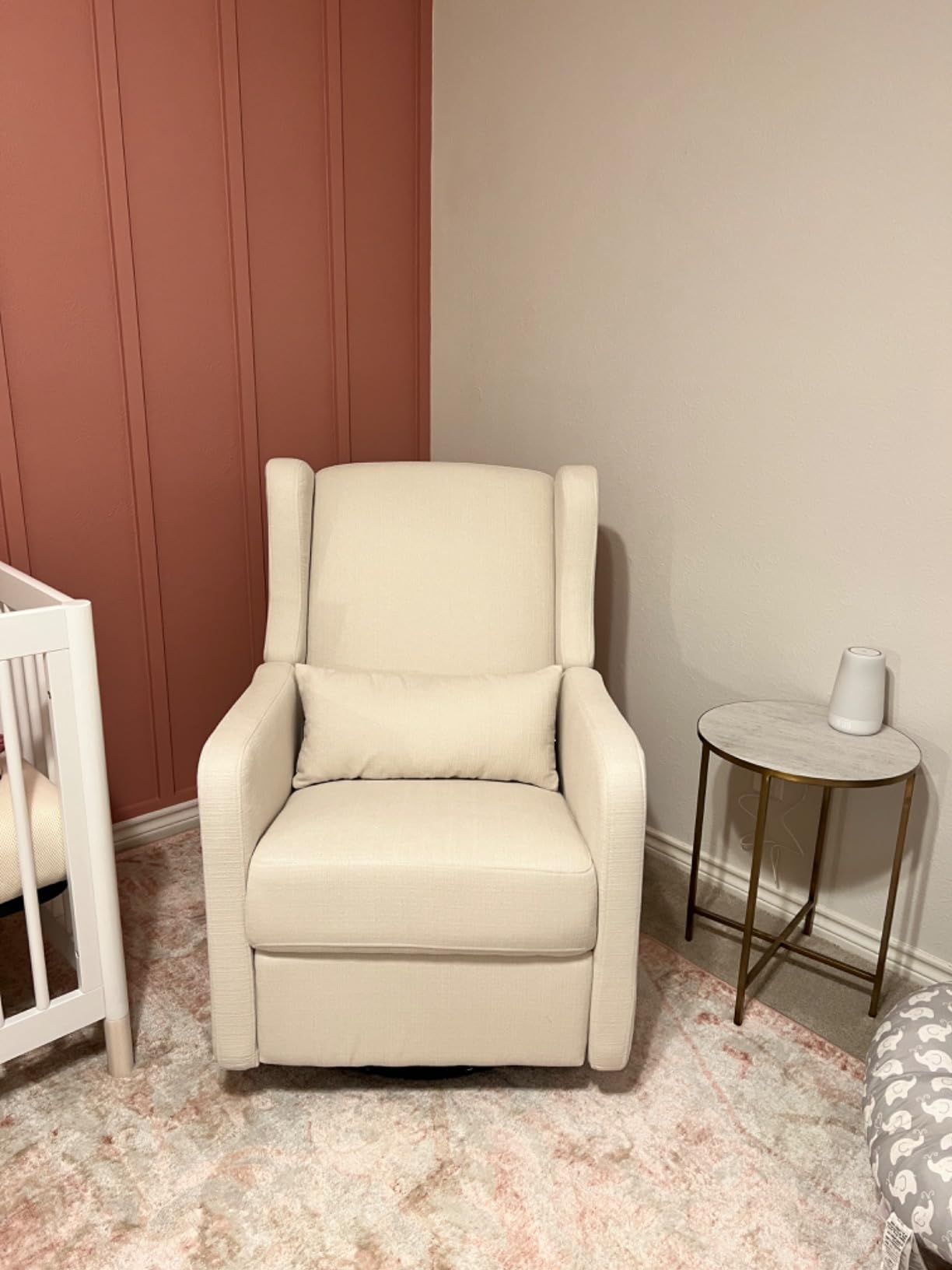 Carter's by DaVinci Arlo Recliner, Cozy Cream | Glider Recliner Nursery Chair w/ 360° Swivel - GREENGUARD Gold & FSC Certified Glider Rocking Chair customer photo 2