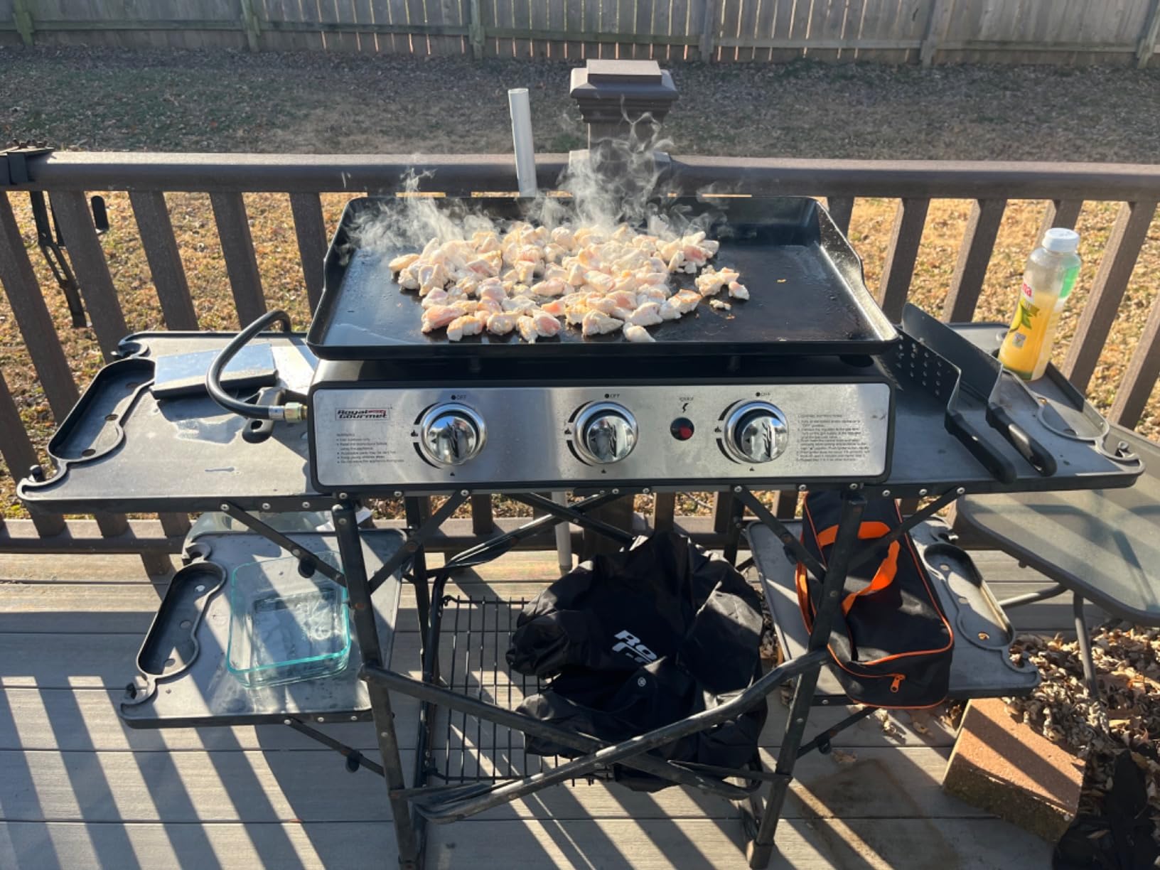 Royal Gourmet PD1301R 3 Burner Tabletop Propane Gas Griddle with Cover, 24 Inch Portable Griddle with 25,500 BTUs Output for Outdoor Cooking customer photo 2