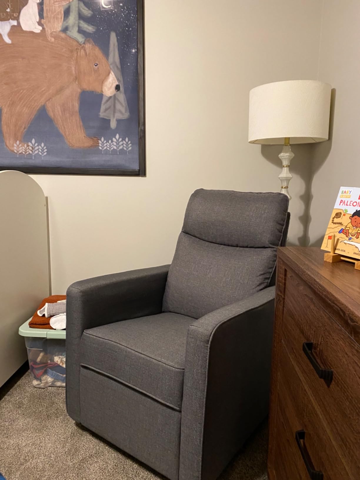 DaVinci Gabby Glider Recliner Nursery Chair w/ 360 Swivel - Misty Grey customer photo 2