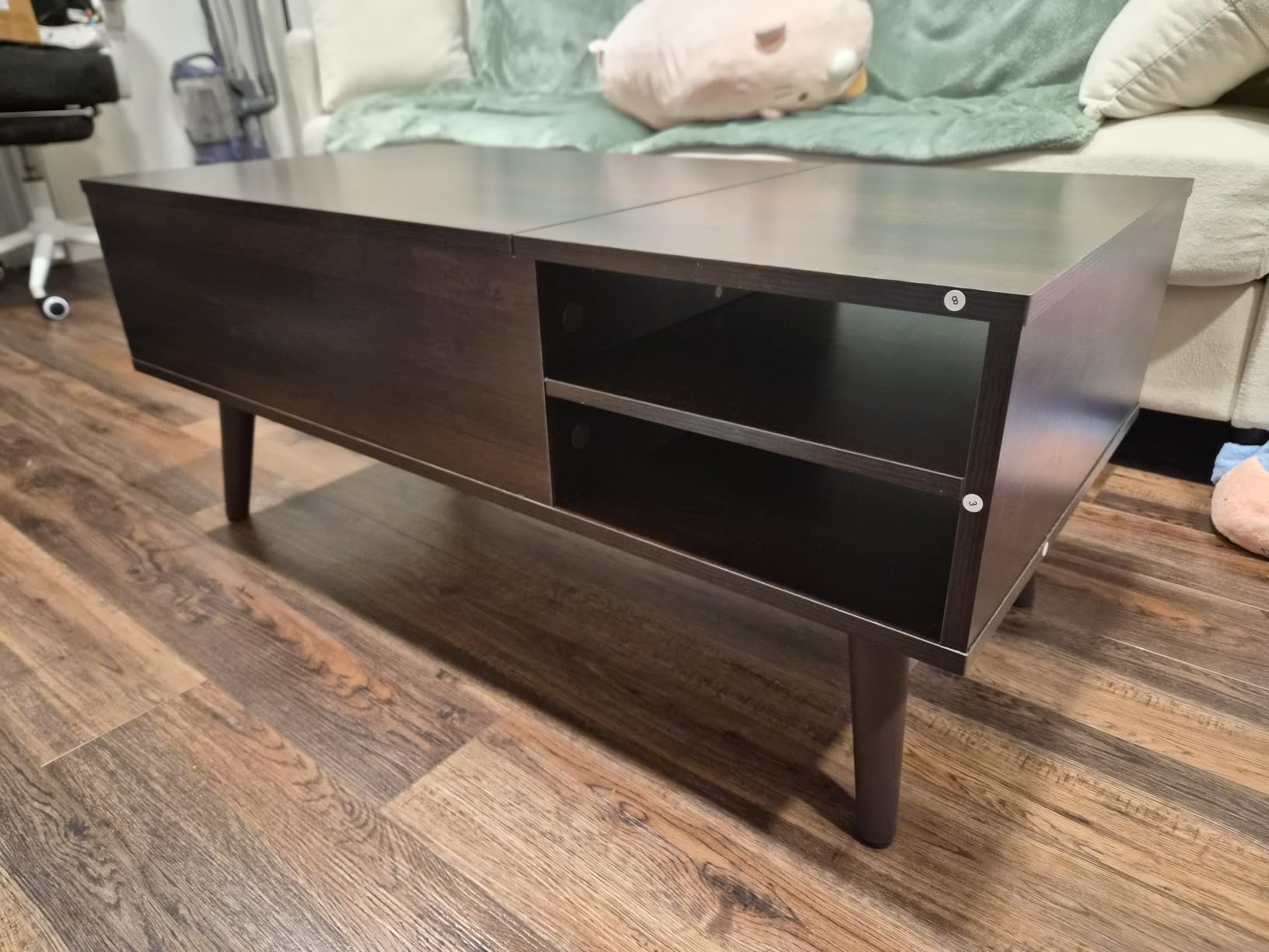 WLIVE Coffee Table with Lifting Top, Hidden Storage & Adjustable Shelf for Living Room Small Space, Multifunctional Rising Wooden Center Table, Mid Century Modern Tables for Home Dining Office, Brown customer photo 1