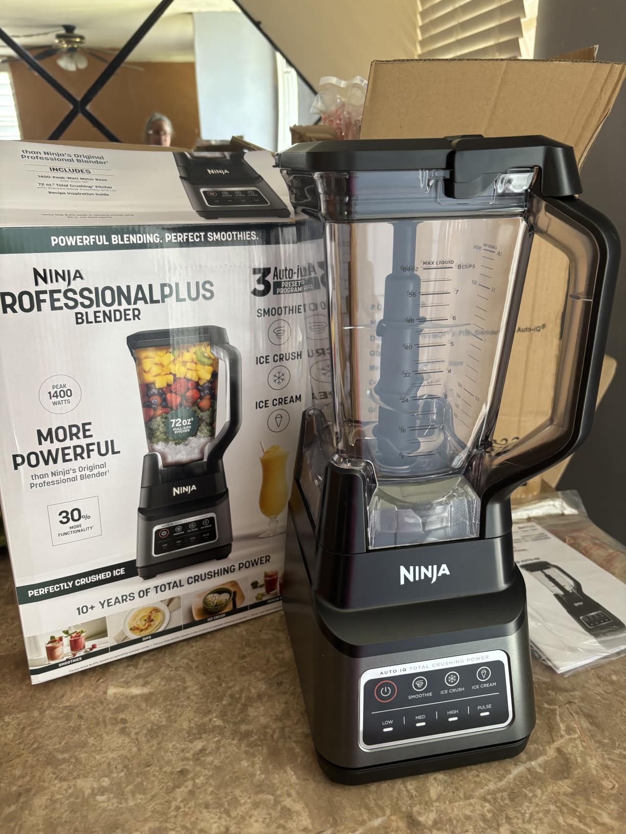 Ninja Professional Plus Blender with Auto-iQ | Smoothie and Ice Cream Maker, Frozen Drink Mixer, Margarita Machine | 3 Auto-iQ Presets, 1400W, 72-oz. Total Crushing Pitcher | Dark Grey | BN701 customer photo 2