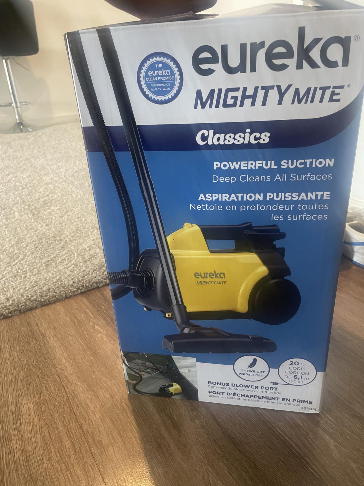 Eureka 3670M Canister Cleaner, Lightweight Powerful Vacuum for Carpets and Hard floors, w/ 5 bags, Yellow customer photo 2