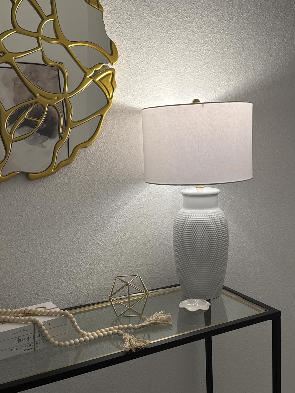 SAFAVIEH Lighting Collection Norsi Modern Contemporary Ivory Ceramic 27-inch Bedroom Living Room Home Office Desk Nightstand Table Lamp (LED Bulb Included) customer photo 1