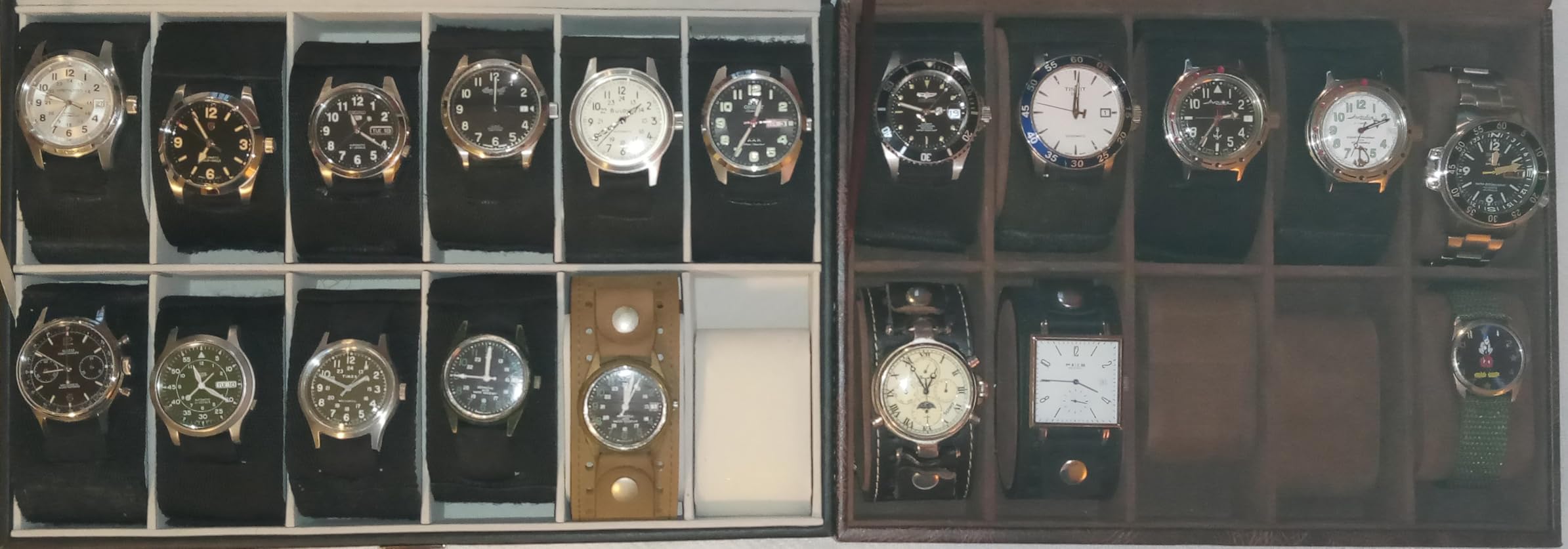Hedume 12-Slot Leather Watch Box Display Case with Framed Glass Lid and Removable Pillows customer photo 2
