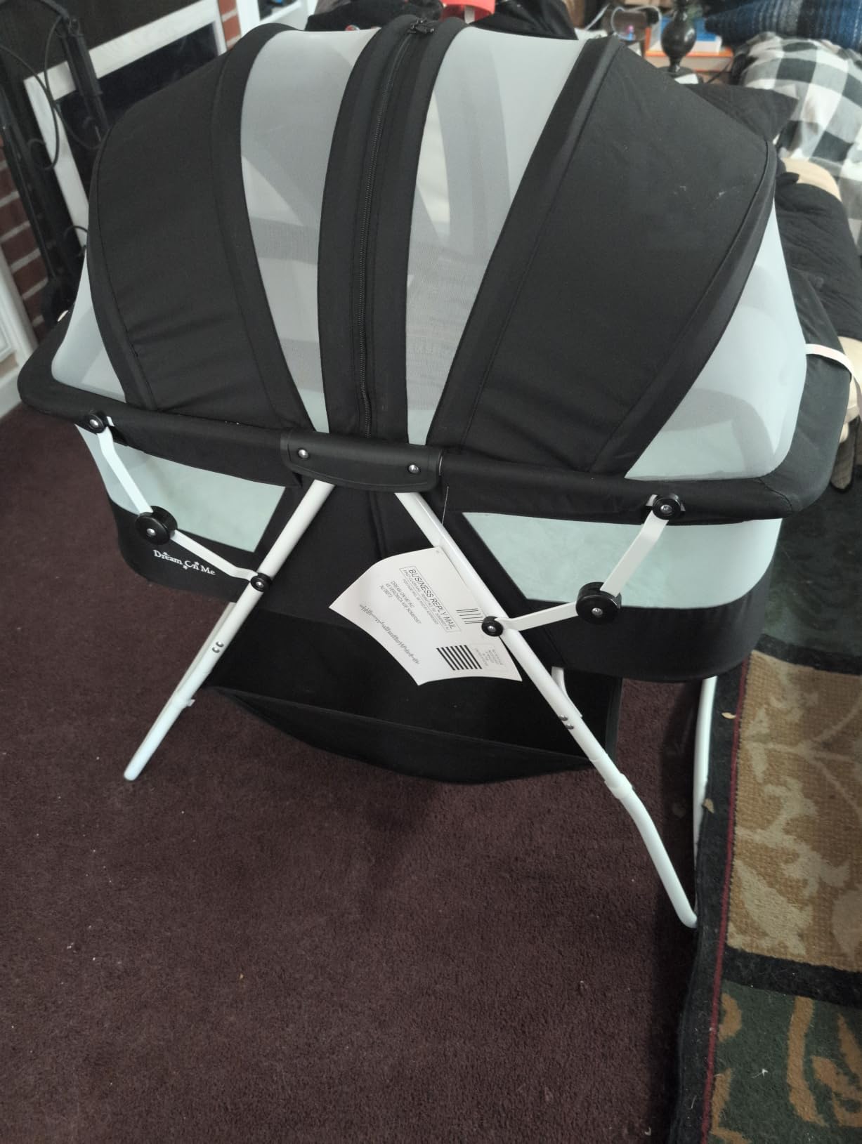 Dream On Me Karley Bassinet, Award Winner Lightweight Travel Baby Bassinet, Foldable Bedside Sleeper, Adjustable Double Canopy, Spacious Design, Soft Fabric, Storage Basket - Black customer photo 2