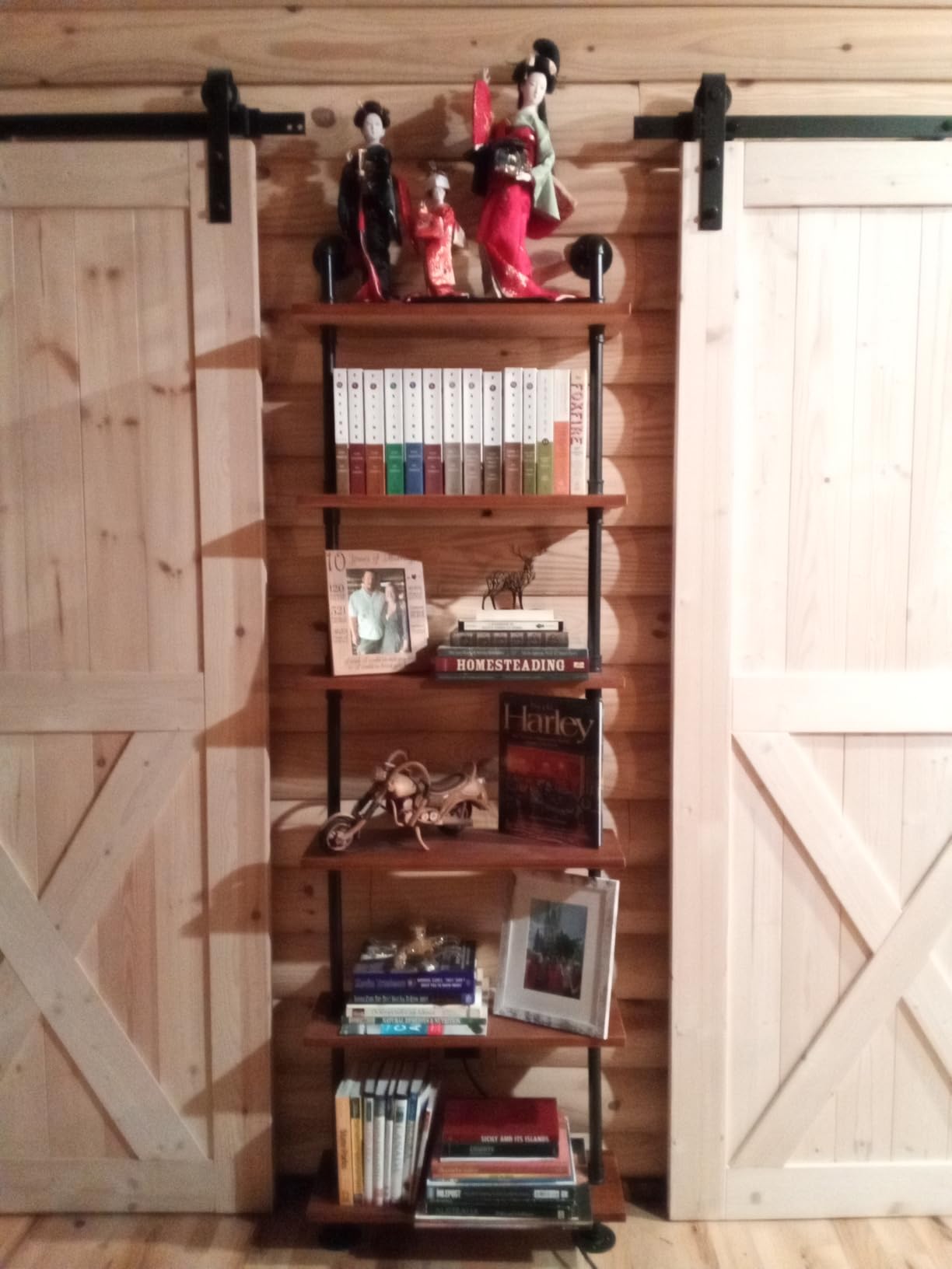 Industrial Pipe Bookshelves Rustic Wall Ladder Bookshelf Display Storage Stand Shelf Bookcase for Living Room, Kitchen, Office (6 Tier) customer photo 1