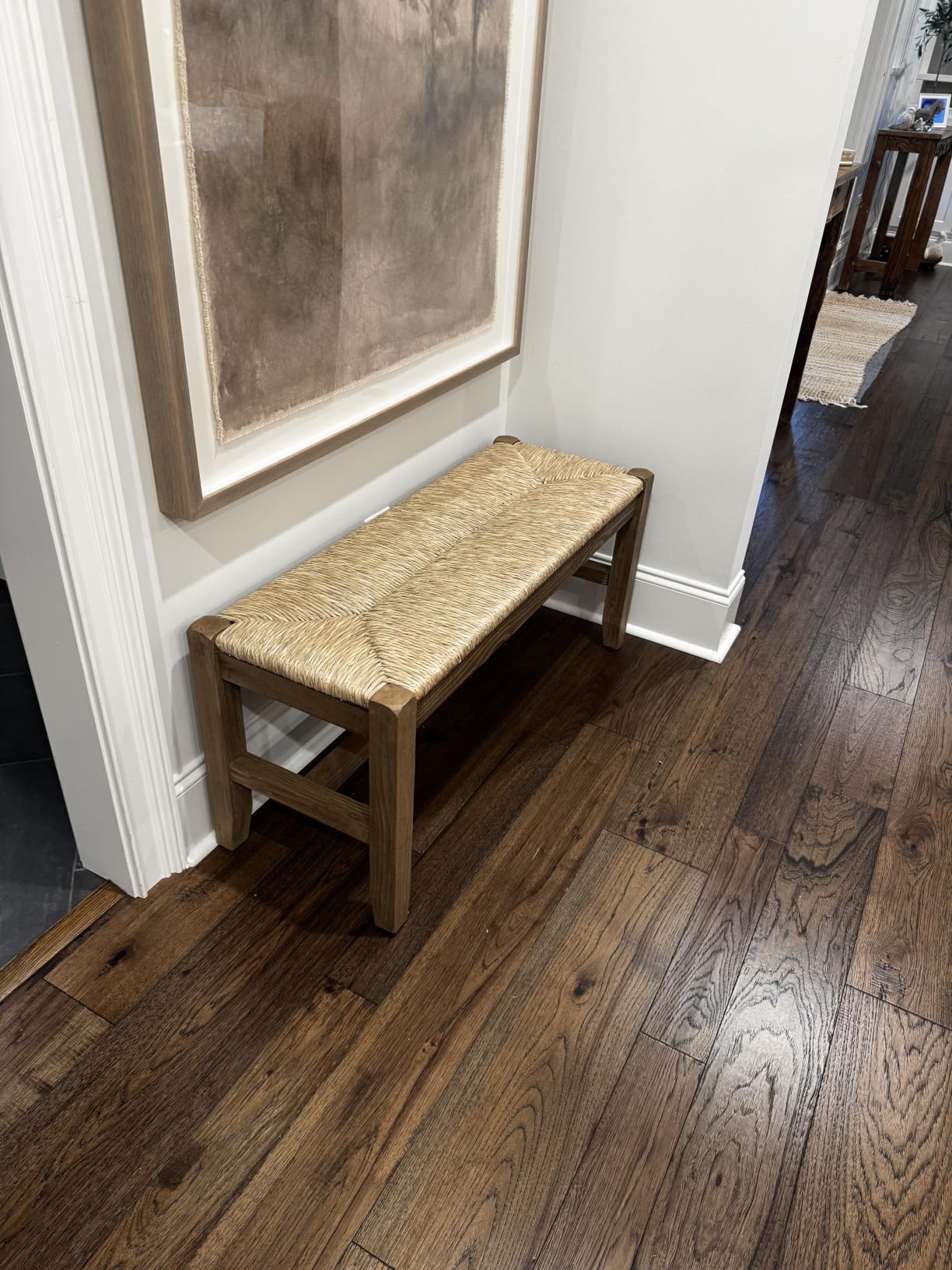 Alaterre Furniture Newport 40 Inch Solid Wood Entryway Bench - Modern Farmhouse Indoor Decorative Bench with Natural Seagrass Rush Seat - Furniture for Entryway, Dining Room, or Kitchen (Natural) customer photo 1