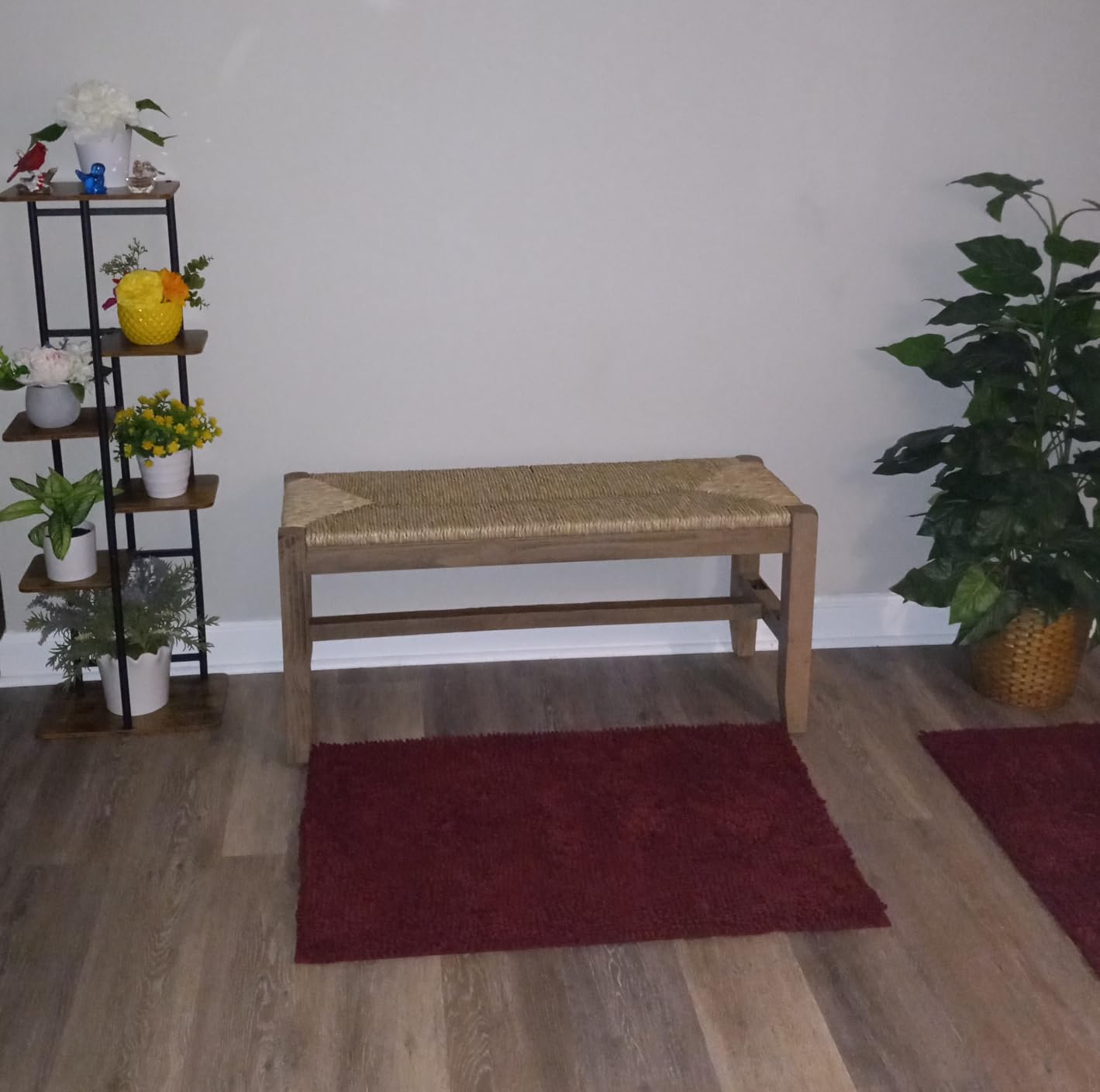 Alaterre Furniture Newport 40 Inch Solid Wood Entryway Bench - Modern Farmhouse Indoor Decorative Bench with Natural Seagrass Rush Seat - Furniture for Entryway, Dining Room, or Kitchen (Natural) customer photo 2