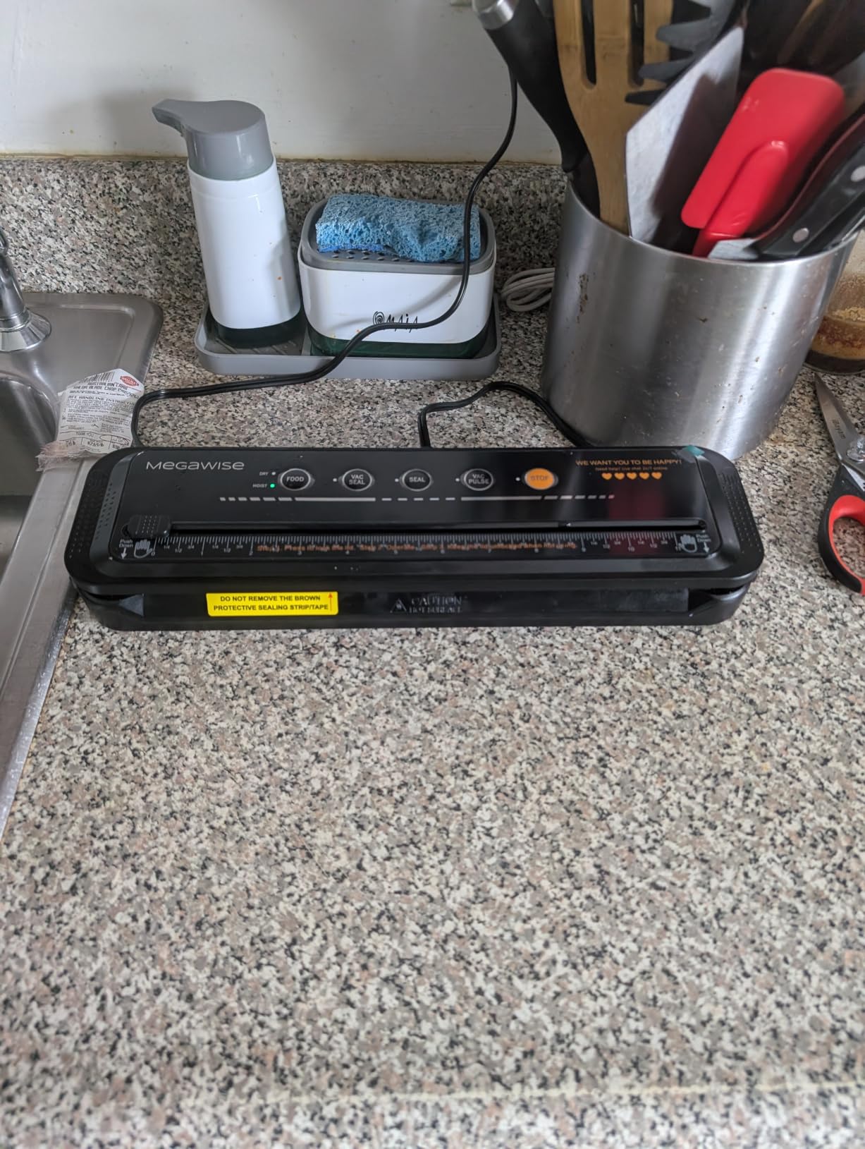 MegaWise Vacuum Sealer Machine | 80kPa Suction Power| Bags and Cutter Included | Compact One-Touch Automatic Food Sealer with External Vacuum System | Dry Moist Fresh Modes for All Saving needs customer photo 2